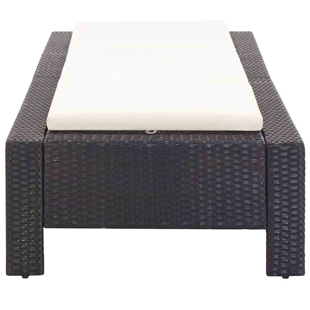 vidaXL Ligbed met kussen poly rattan zwart