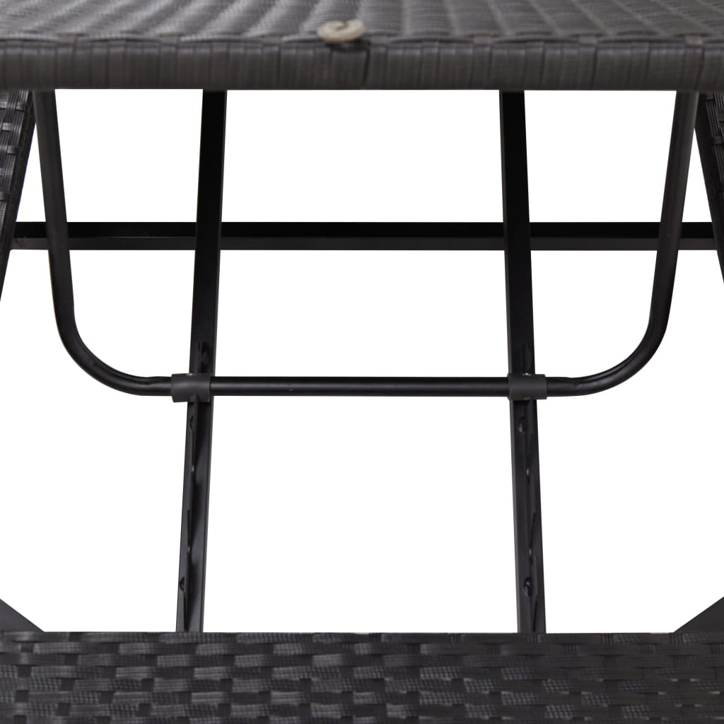 vidaXL Ligbed met kussen poly rattan zwart