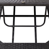 vidaXL Ligbed met kussen poly rattan zwart