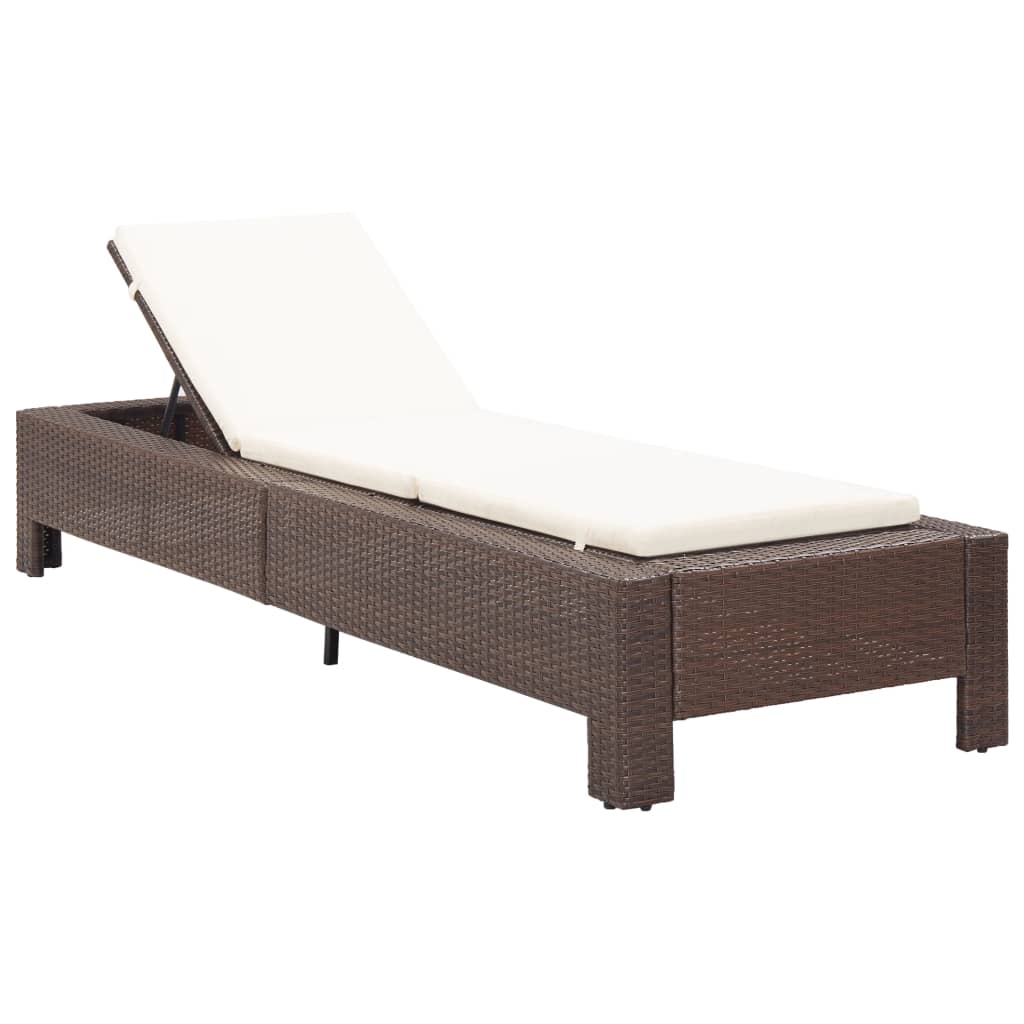 vidaXL Ligbed met kussen poly rattan zwart