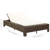 vidaXL Ligbed met kussen 2-persoons poly rattan zwart