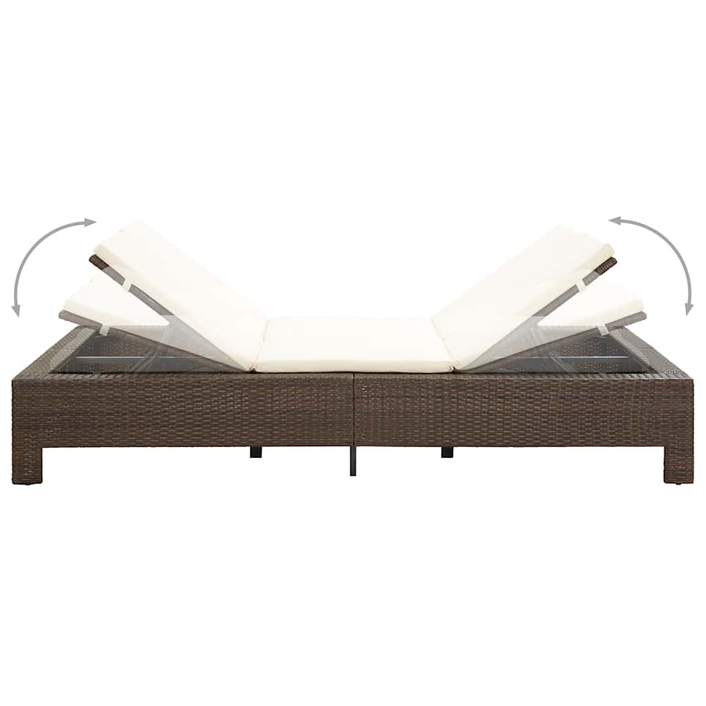 vidaXL Ligbed met kussen 2-persoons poly rattan zwart