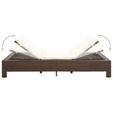 vidaXL Ligbed met kussen 2-persoons poly rattan zwart