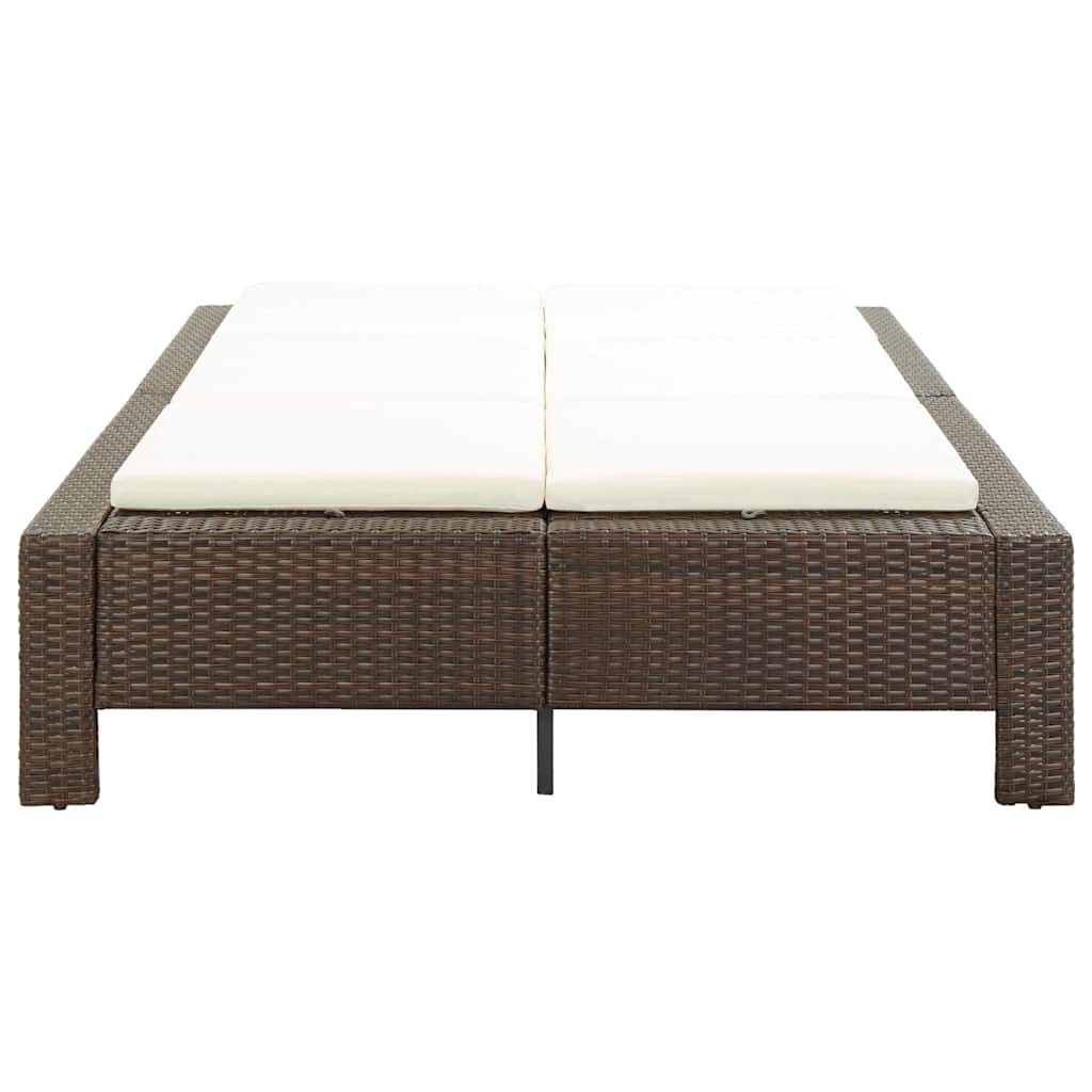 vidaXL Ligbed met kussen 2-persoons poly rattan zwart