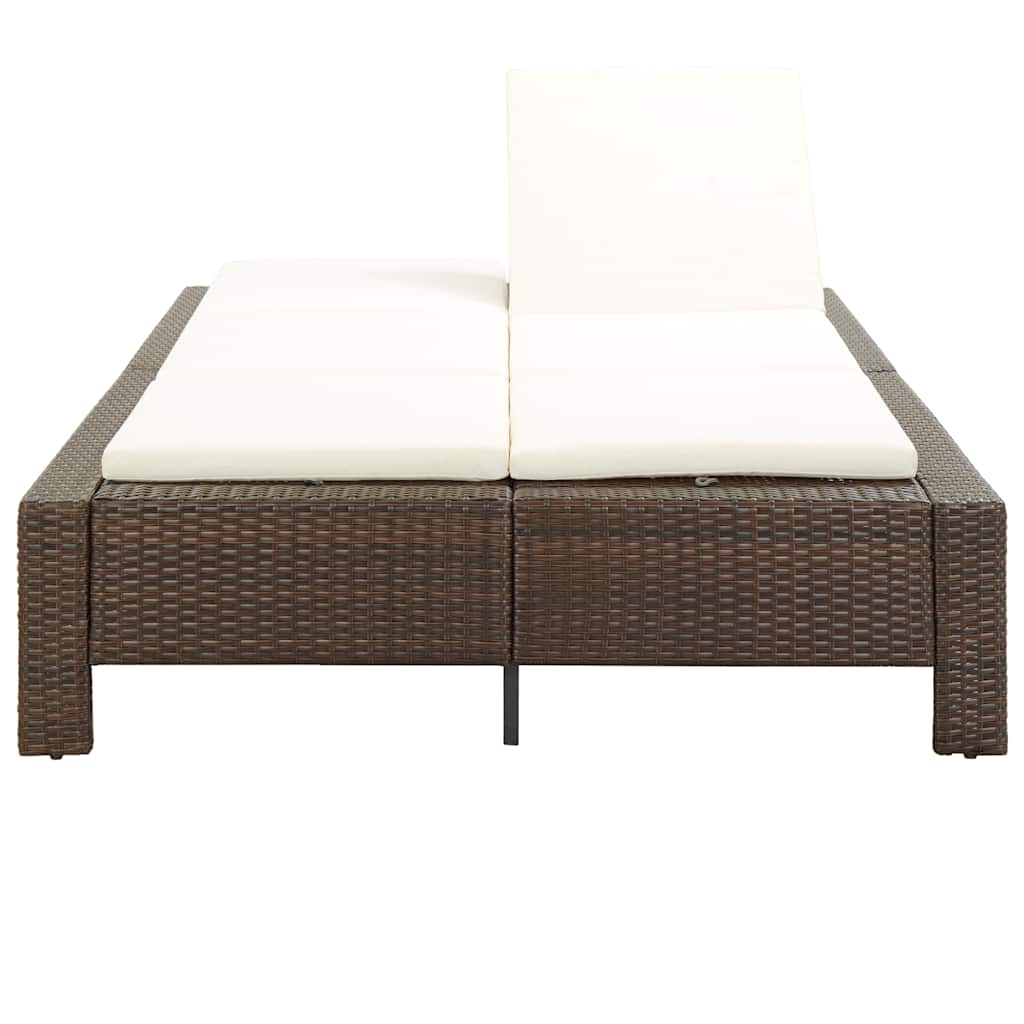 vidaXL Ligbed met kussen 2-persoons poly rattan zwart