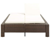 vidaXL Ligbed met kussen 2-persoons poly rattan zwart