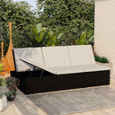 vidaXL Sun Lounger with Cushion Convertible Poly Rattan Black