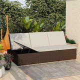 vidaXL Sun Lounger with Cushion Convertible Poly Rattan Black