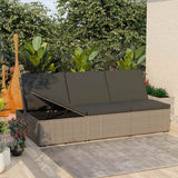 vidaXL Sun Lounger with Cushion Convertible Poly Rattan Black