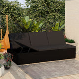 vidaXL Sun Lounger with Cushion Convertible Poly Rattan Black