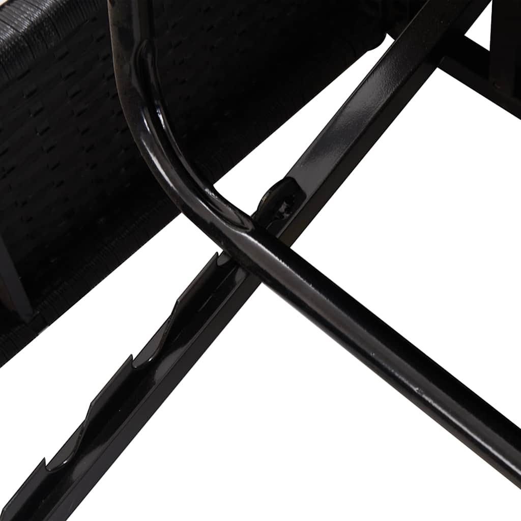 vidaXL Sun Lounger with Cushion Convertible Poly Rattan Black