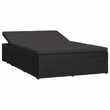 vidaXL Sun Lounger with Cushion Convertible Poly Rattan Black