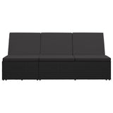 vidaXL Sun Lounger with Cushion Convertible Poly Rattan Black