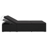 vidaXL Sun Lounger with Cushion Convertible Poly Rattan Black