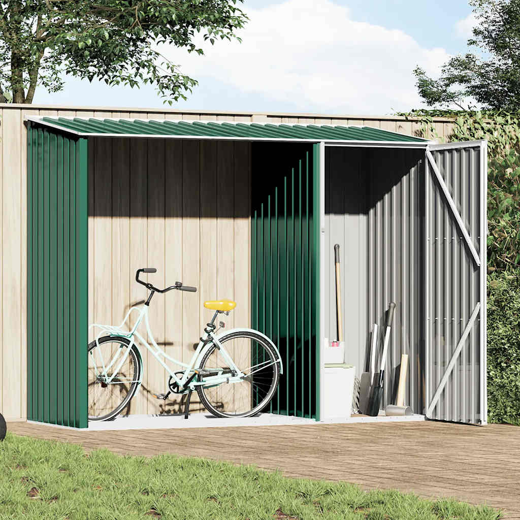 vidaXL Brandhoutschuur 245x98x159 cm gegalvaniseerd staal groen