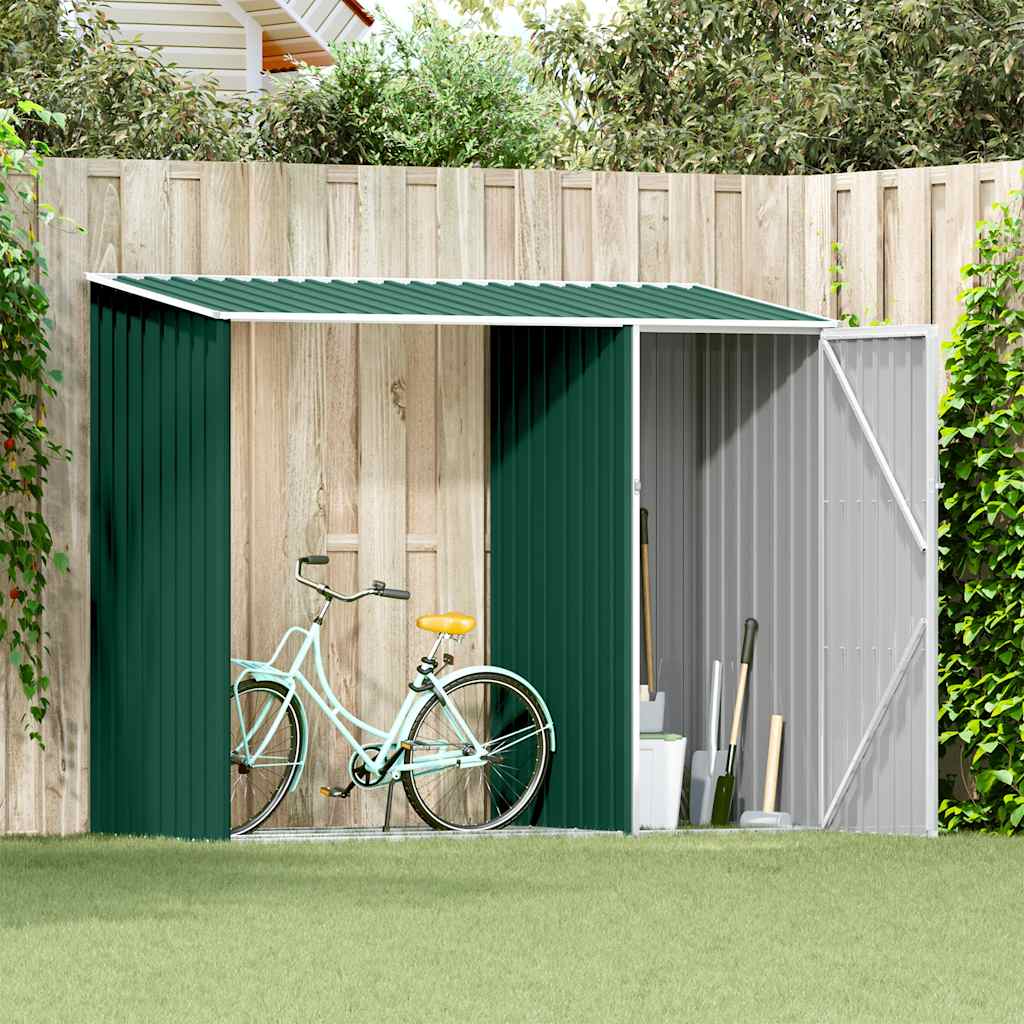 vidaXL Brandhoutschuur 245x98x159 cm gegalvaniseerd staal groen