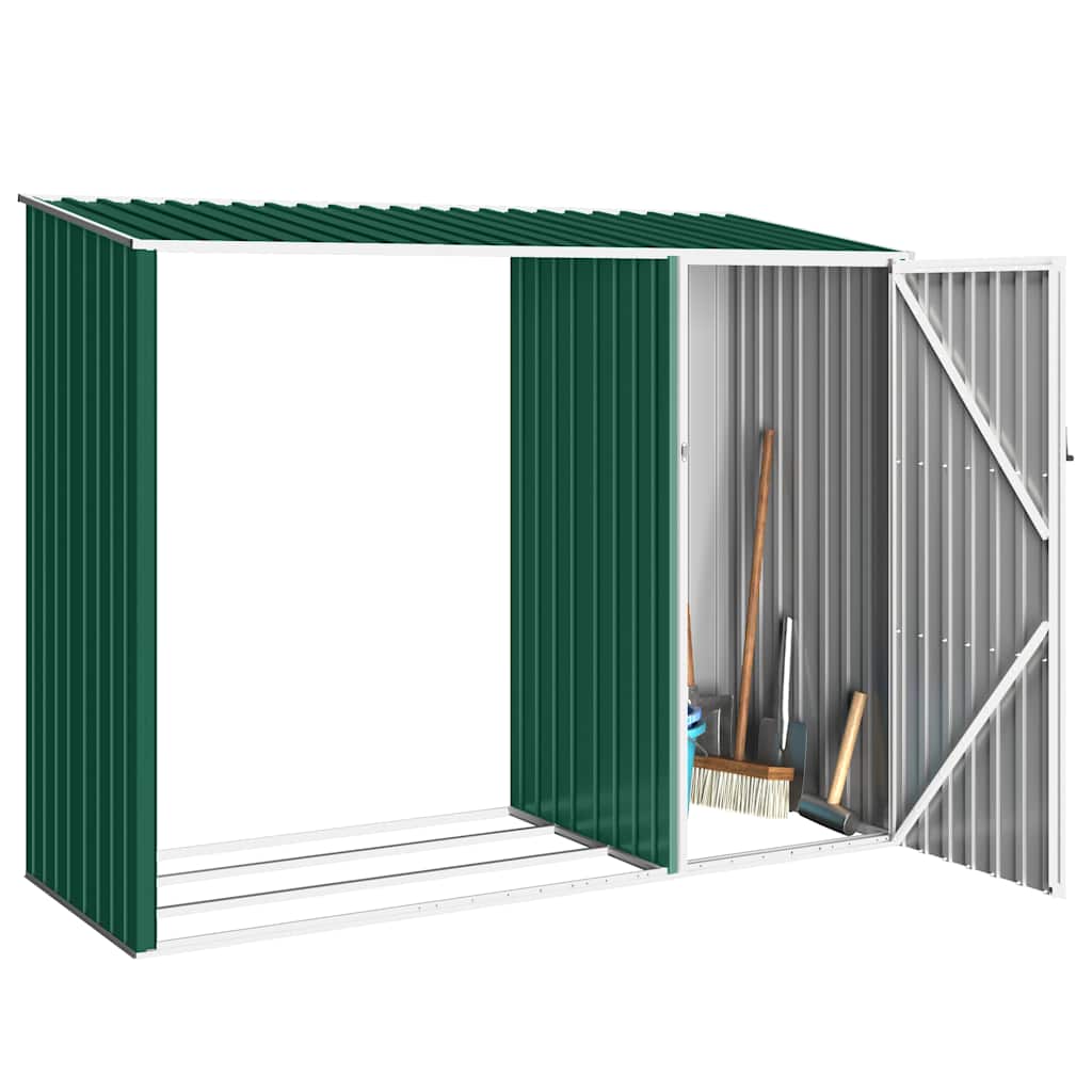 vidaXL Brandhoutschuur 245x98x159 cm gegalvaniseerd staal groen