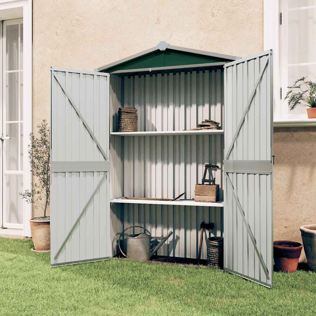 vidaXL Garden Shed 116x45x175 cm Galvanized Steel Green