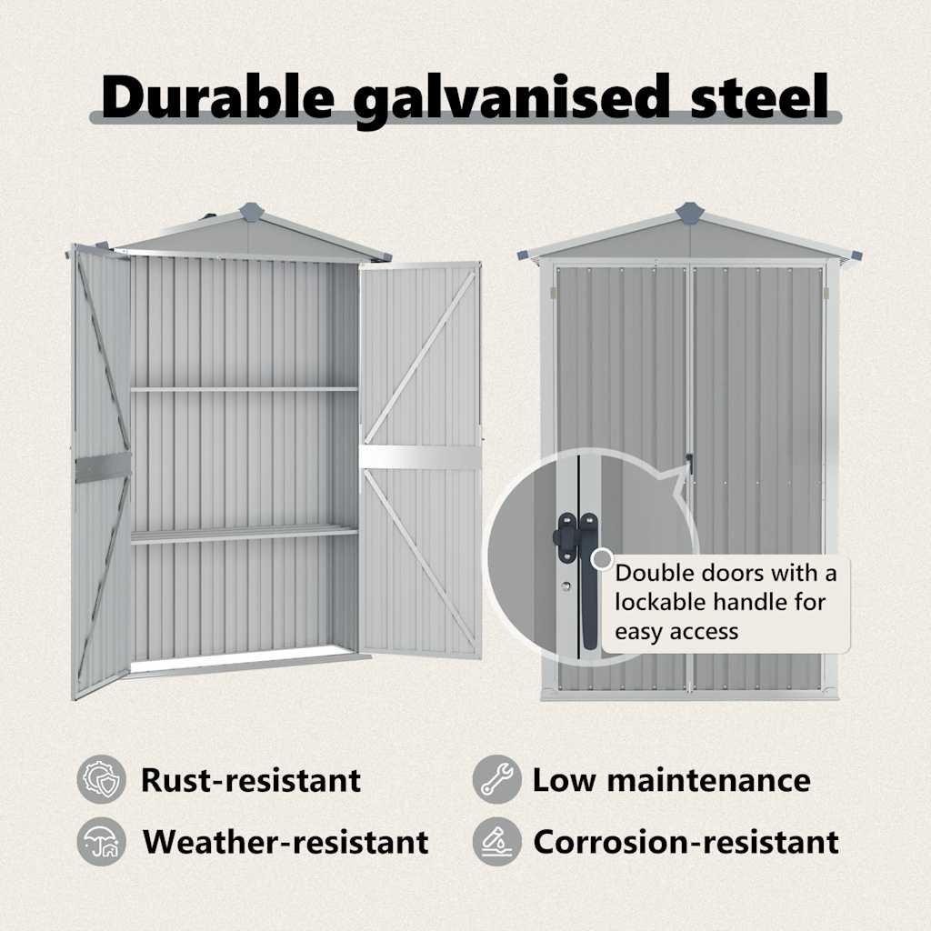 vidaXL Garden Shed 116x45x175 cm Galvanized Steel Green