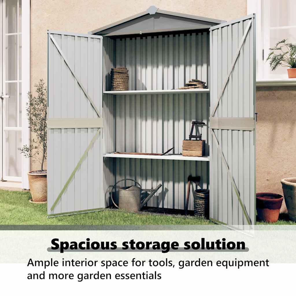 vidaXL Garden Shed 116x45x175 cm Galvanized Steel Green