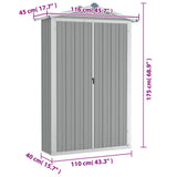 vidaXL Garden Shed 116x45x175 cm Galvanized Steel Green