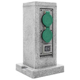 vidaXL Garden Power Socket Rock-Look 4-Way 16x16x29.5 cm Grey
