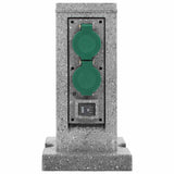 vidaXL Garden Power Socket Rock-Look 4-Way 16x16x29.5 cm Grey