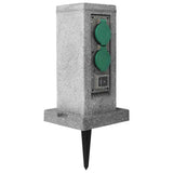 vidaXL Garden Power Socket Rock-Look 4-Way 16x16x29.5 cm Grey