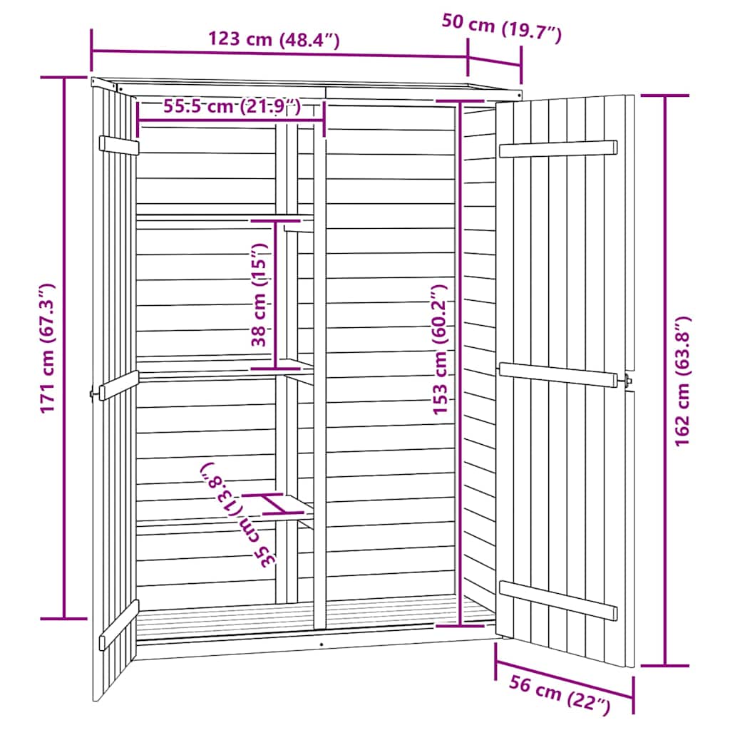 vidaXL Tuinschuur 123x50x171 cm geïmpregneerd grenenhout