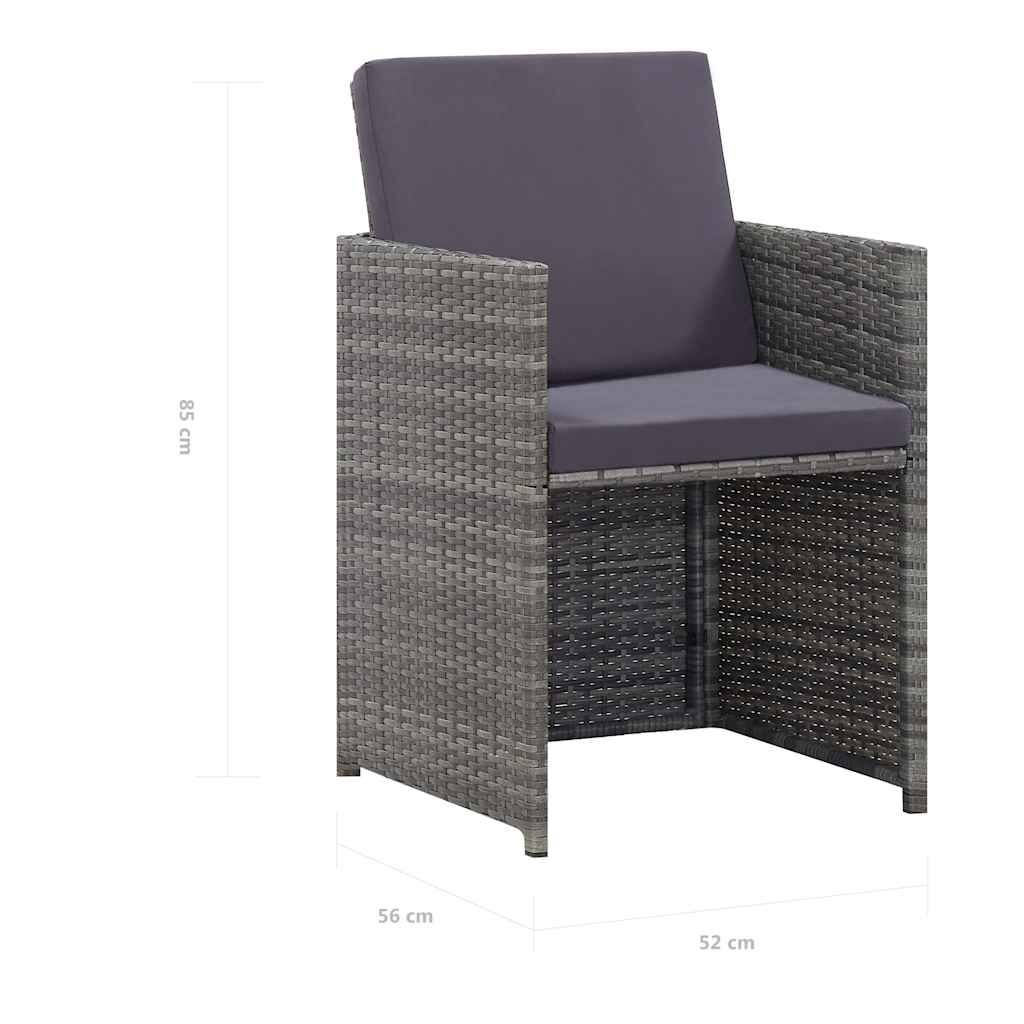 vidaXL 5-delige Tuinset poly rattan en acaciahout antraciet