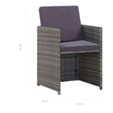 vidaXL 5-delige Tuinset poly rattan en acaciahout antraciet