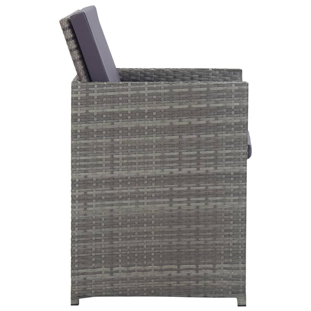 vidaXL 5-delige Tuinset poly rattan en acaciahout antraciet