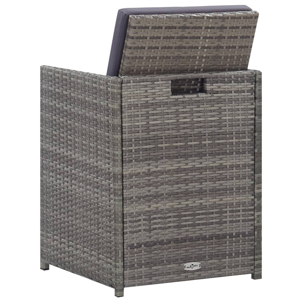 vidaXL 5-delige Tuinset poly rattan en acaciahout antraciet