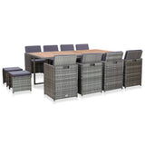 vidaXL 5-delige Tuinset poly rattan en acaciahout antraciet