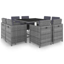 vidaXL 9-piece Garden Dining Set with Cushions Poly Rattan Beige