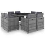 vidaXL 9-piece Garden Dining Set with Cushions Poly Rattan Beige