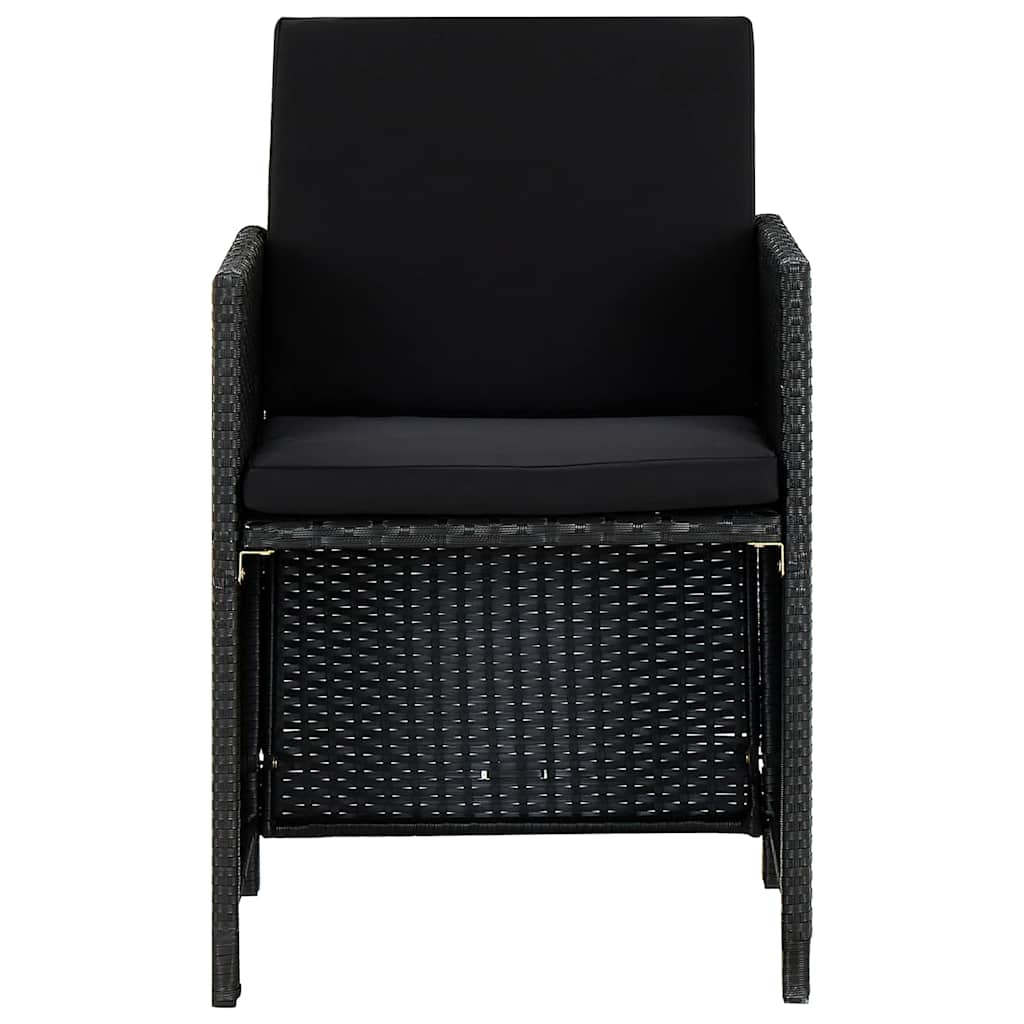 vidaXL 9-delige Tuinset met kussens poly rattan zwart