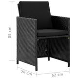 vidaXL 9-delige Tuinset met kussens poly rattan zwart