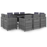vidaXL 9-piece Garden Dining Set with Cushions Poly Rattan Beige