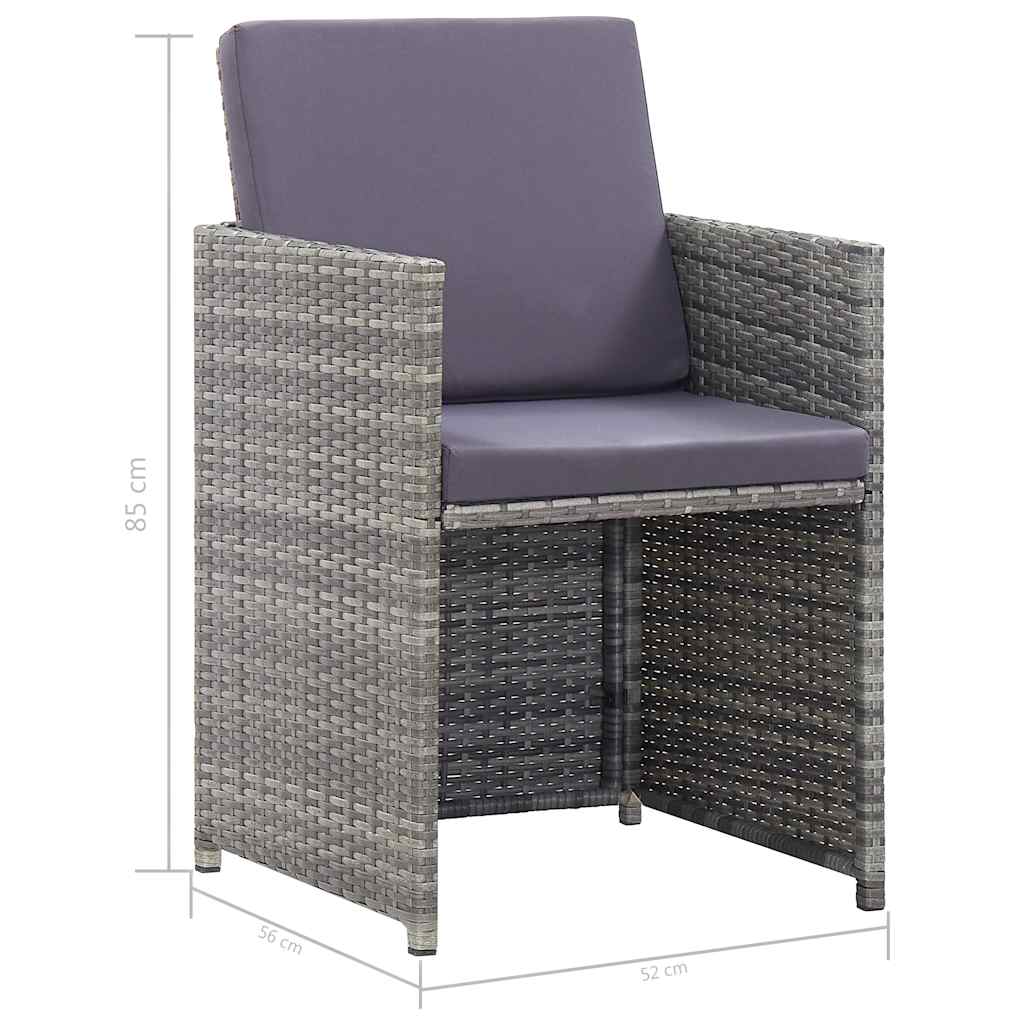 vidaXL 11-Piece Garden Dining Set with Cushions Poly Rattan Black
