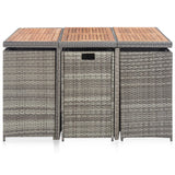 vidaXL 11-Piece Garden Dining Set with Cushions Poly Rattan Black