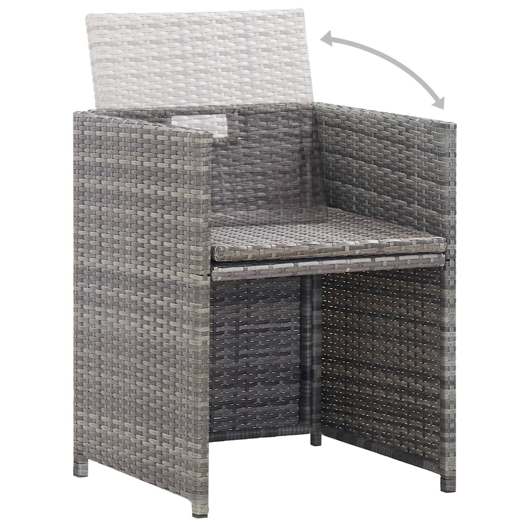vidaXL 11-Piece Garden Dining Set with Cushions Poly Rattan Black