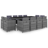 vidaXL 9-piece Garden Dining Set with Cushions Poly Rattan Beige