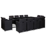 vidaXL 5-delige Tuinset met kussens poly rattan zwart