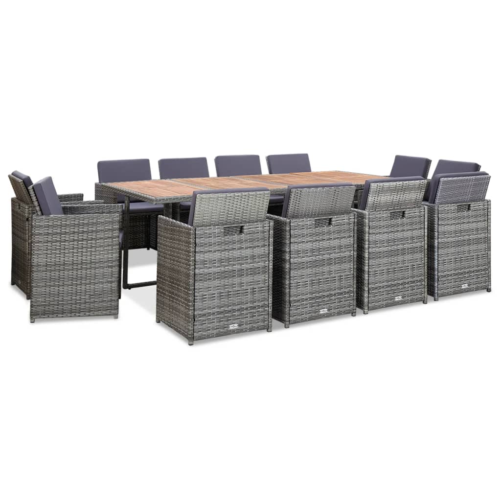 vidaXL 5-delige Tuinset met kussens poly rattan zwart
