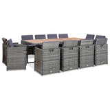vidaXL 5-delige Tuinset met kussens poly rattan zwart