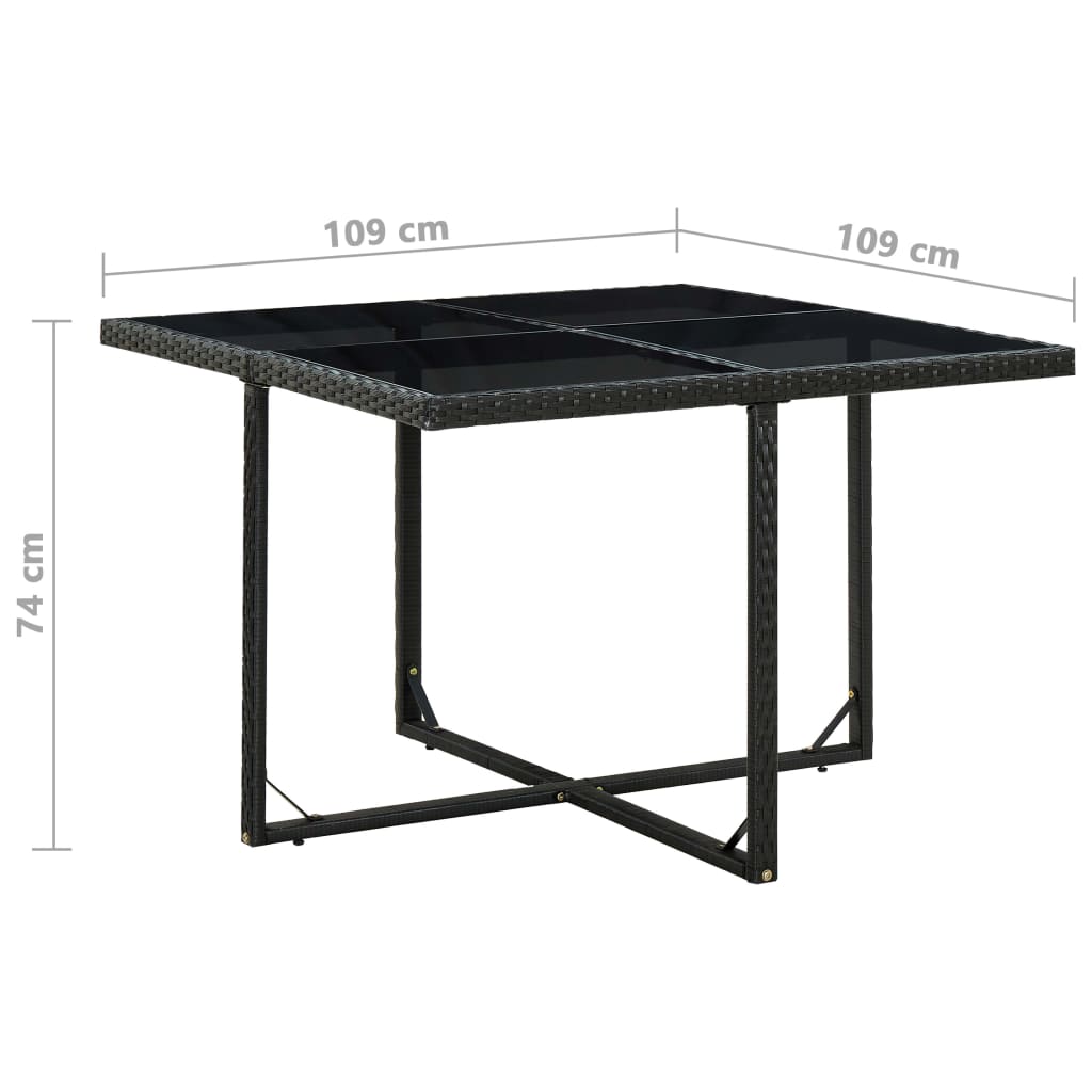 vidaXL 5-delige Tuinset met kussens poly rattan zwart