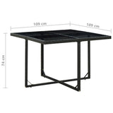 vidaXL 5-delige Tuinset met kussens poly rattan zwart