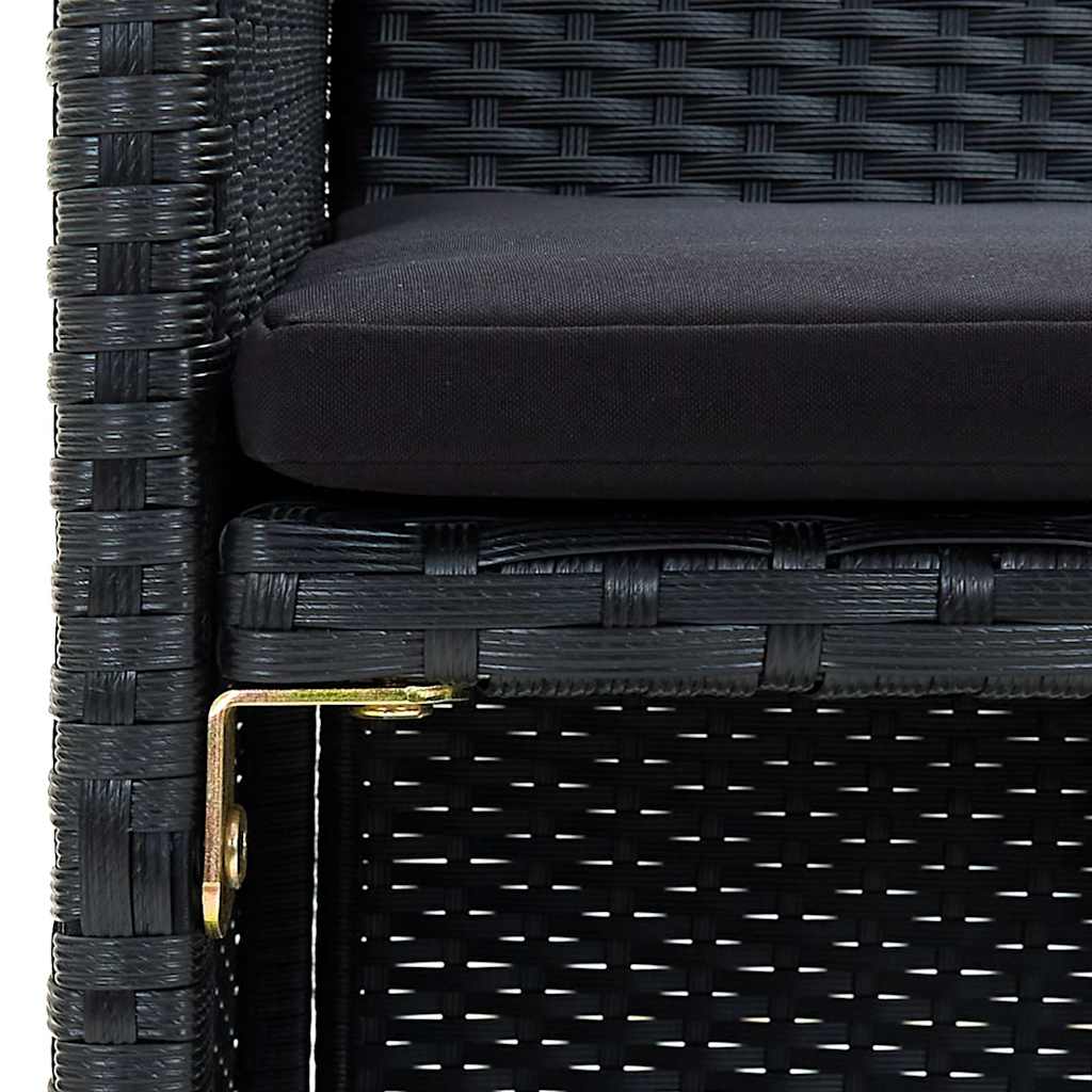 vidaXL 4-delige Loungeset met kussens poly rattan zwart