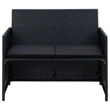 vidaXL 4-delige Loungeset met kussens poly rattan zwart